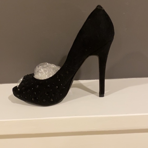 Black Suede black high heels size 7 - Picture 4 of 8